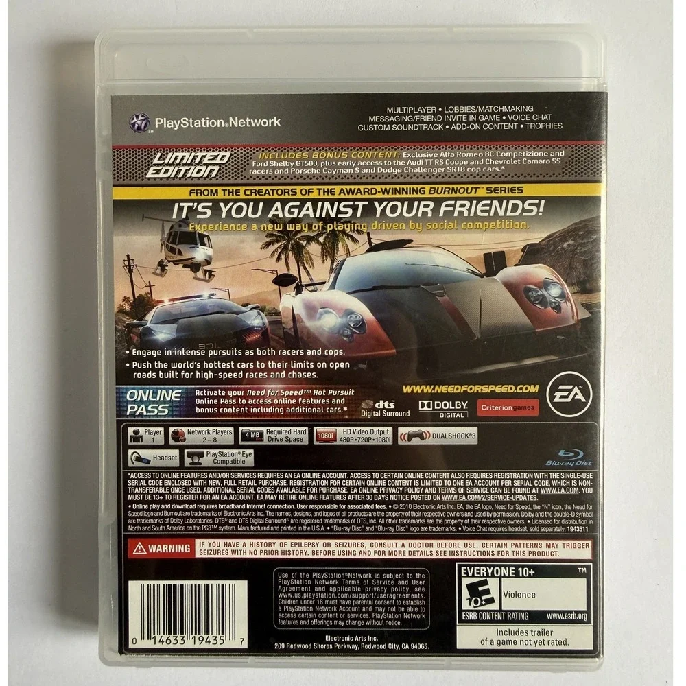 Need‎ for Speed Hot Pursuit Limited Edition - Sony PS3 - Complete CIB W/ Manual